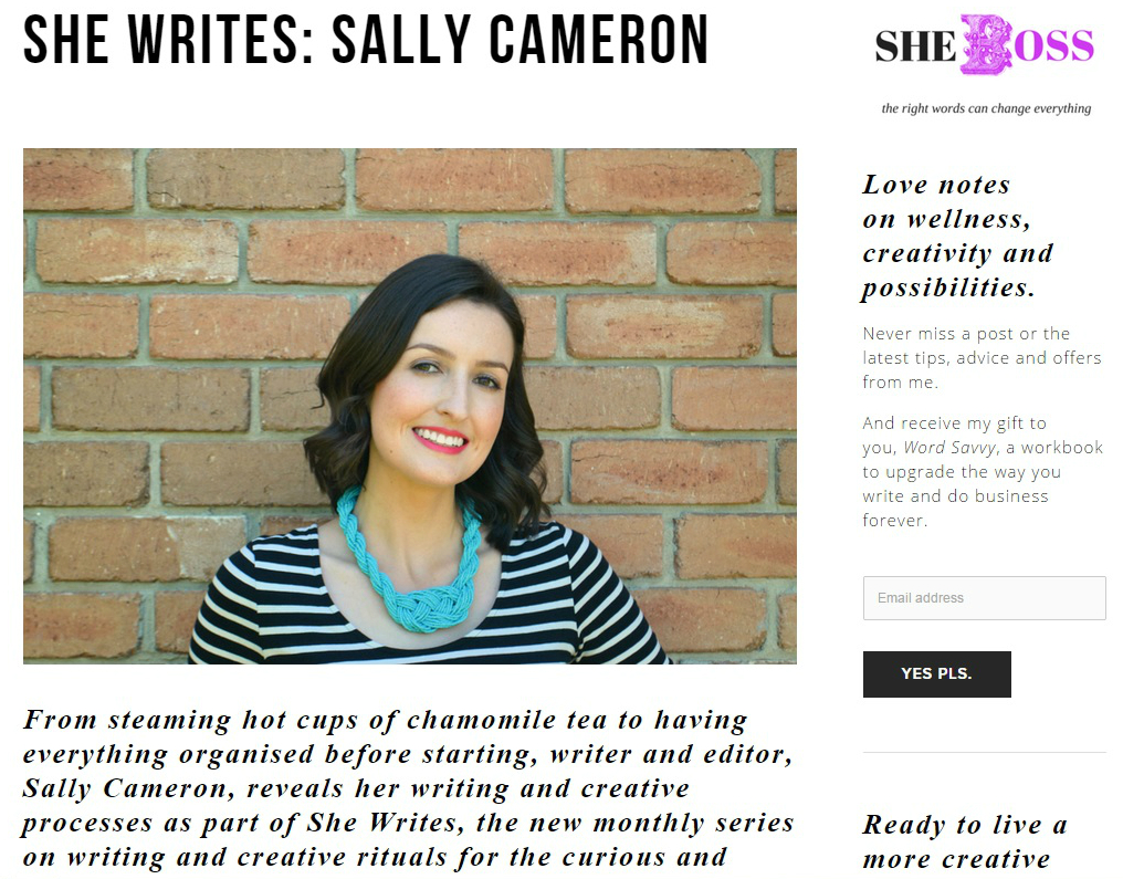 She Writes: Sally Cameron